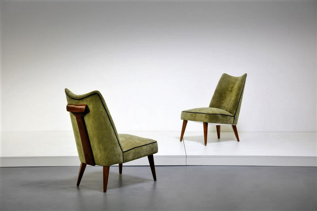 1940's Unique Pair of Side Chairs Attributed To Melchiorre Bega