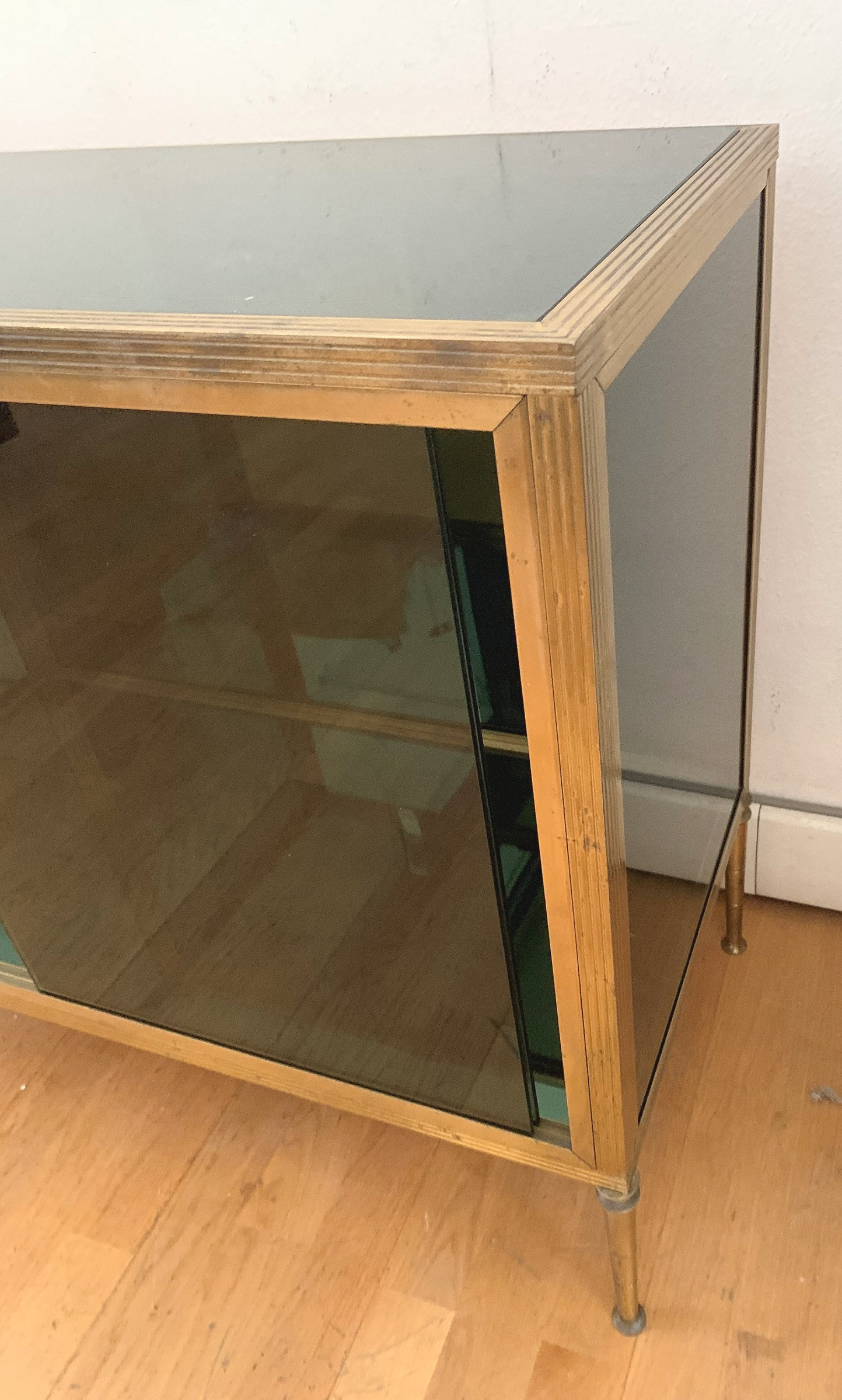  Small Vitrine / Bar Cabinet  in brass and Green Glass   ON SALE £.850-