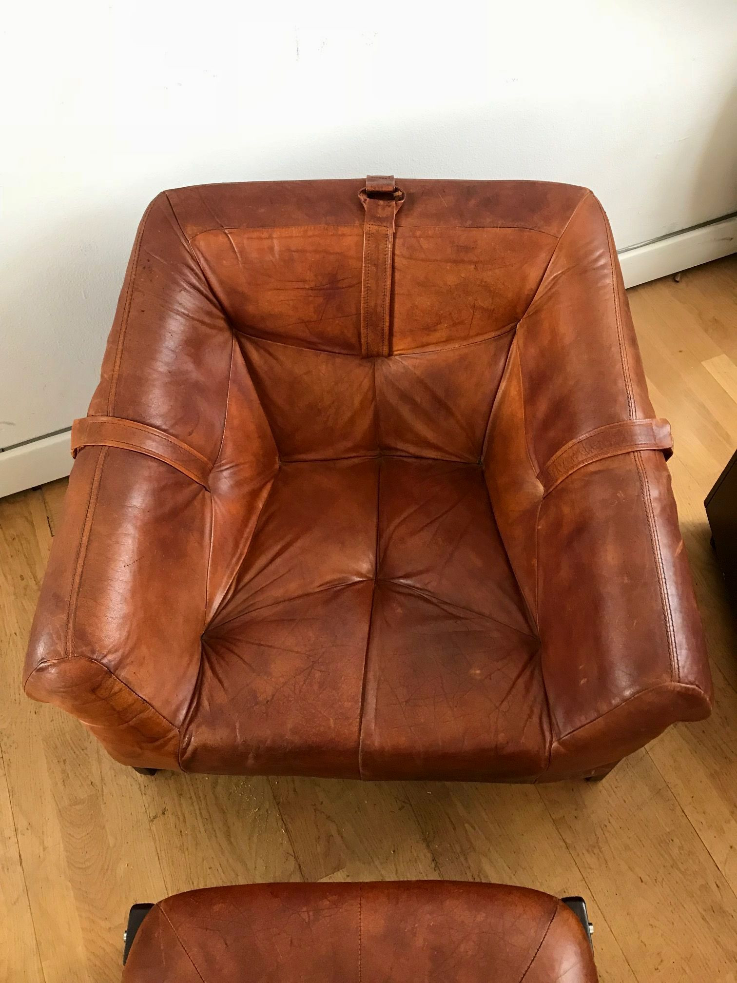 Late 1960s Rare armchair and foot stool by Percival Lafer
