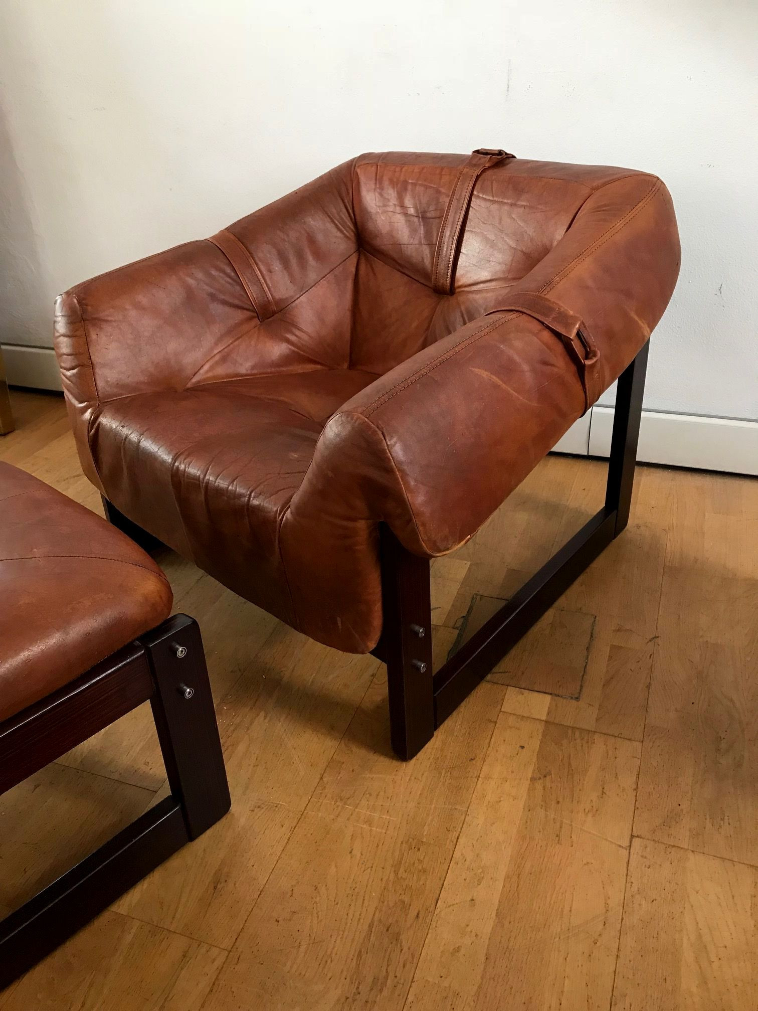 Late 1960s Rare armchair and foot stool by Percival Lafer