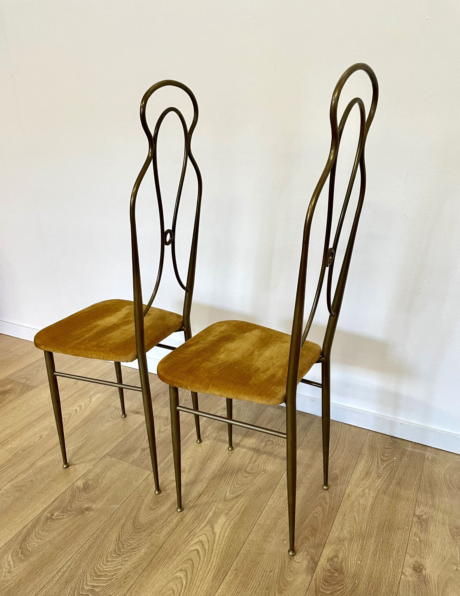 1960s Italian Brass High Back Chairs 