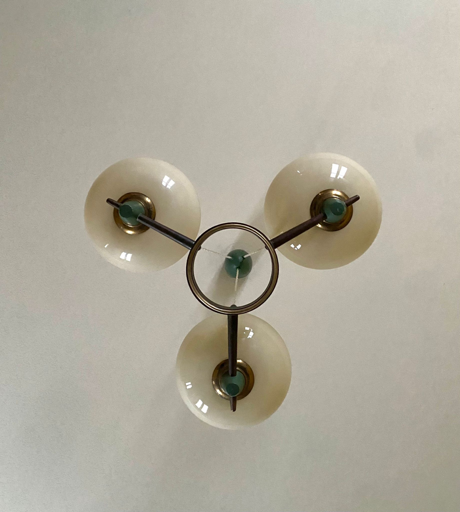 1940s Ceiling Light with 3 Murano Glasses