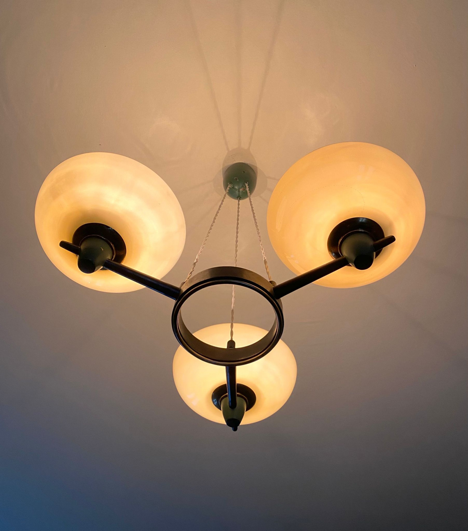 1940s Ceiling Light with 3 Murano Glasses
