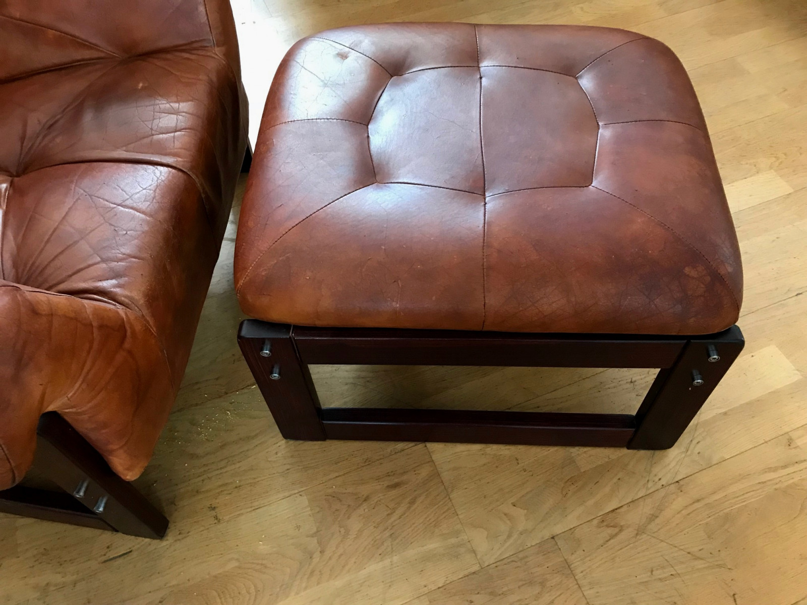 Late 1960s Rare armchair and foot stool by Percival Lafer