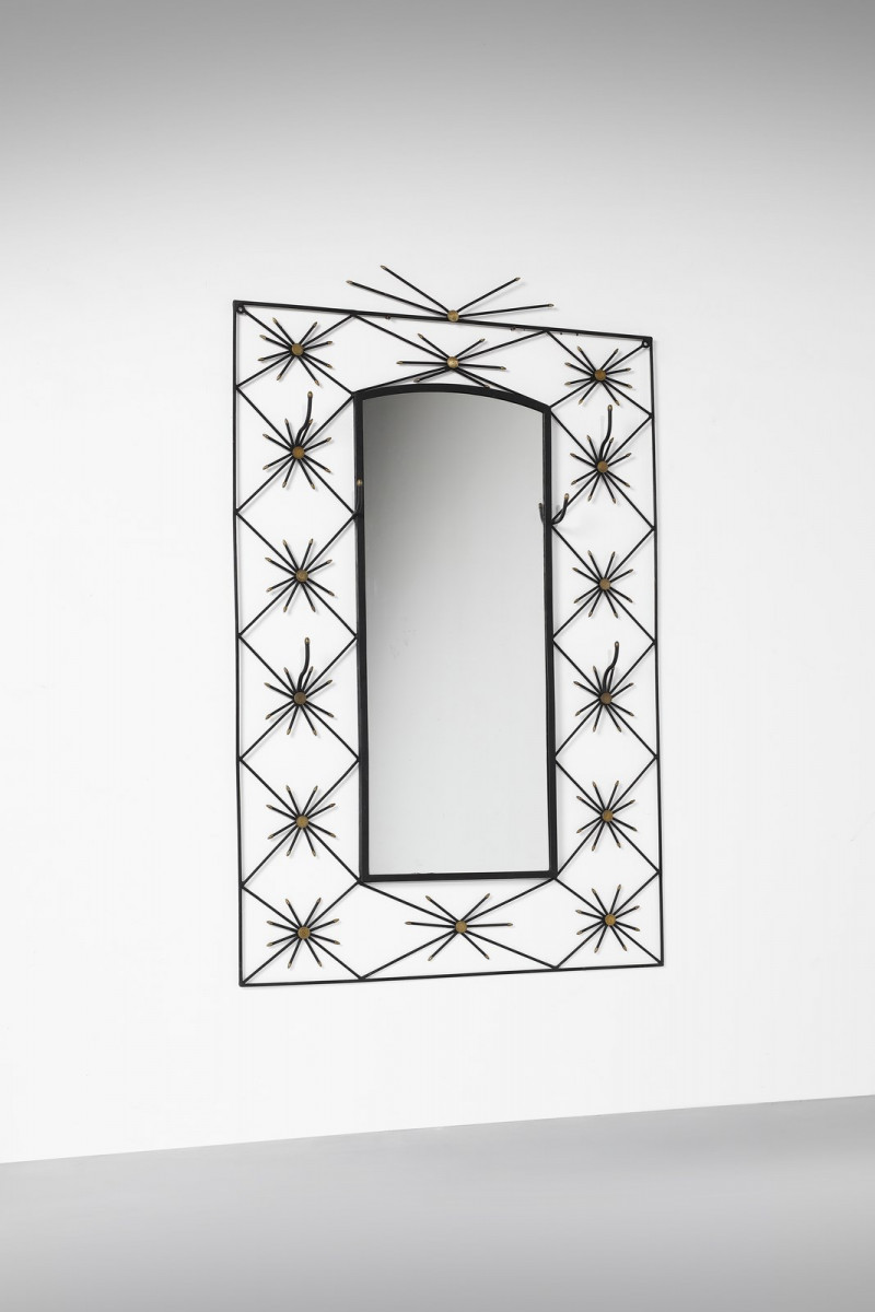 1960s French Mirror with Coat Hangers