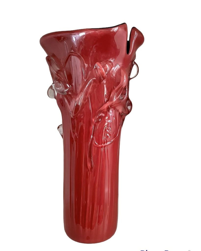Red Glass Vase in Murano Glass by Toni Zuccheri for Venini Red Glass Vase in Murano Glass by Toni Zuccheri for Venini