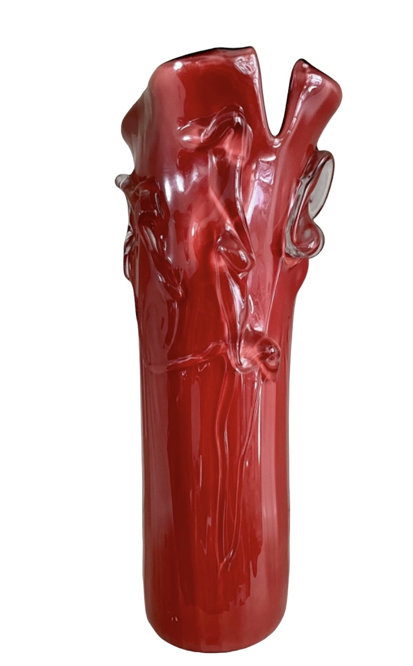 Red Glass Vase in Murano Glass by Toni Zuccheri for Venini Red Glass Vase in Murano Glass by Toni Zuccheri for Venini